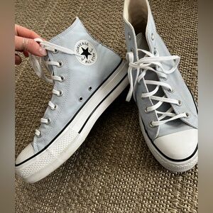 Converse Women's High-Top Sneakers in Light Blue and White size 10